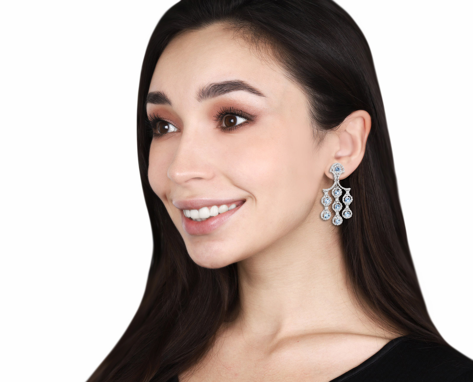 Оригинальные золотые серьги с аквамаринами 4.20ct Damiani Juliette