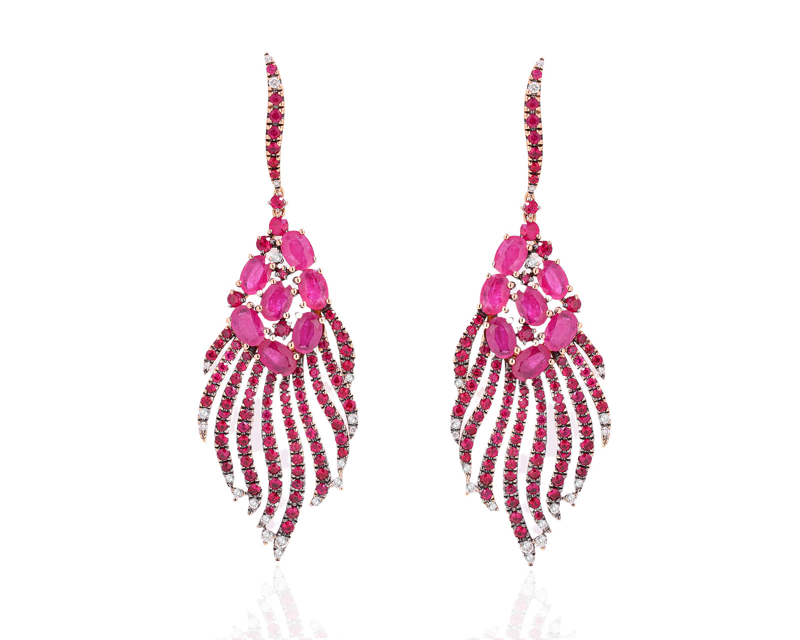 Оригинальные золотые серьги с рубинами 12.12ct Casato Noor 280725/7