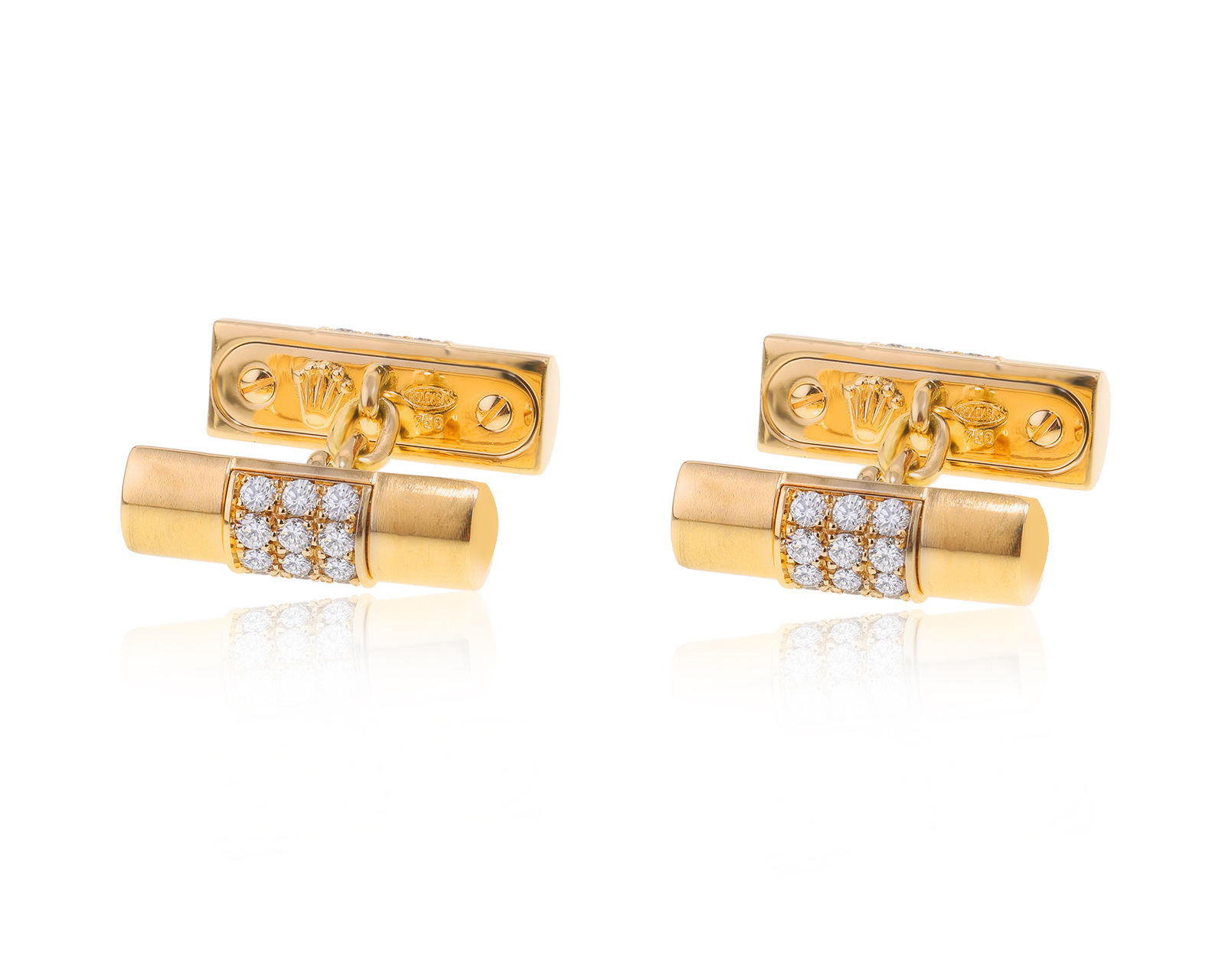 Оригинальные золотые запонки с бриллиантами 1.80ct Rolex President 150524/3