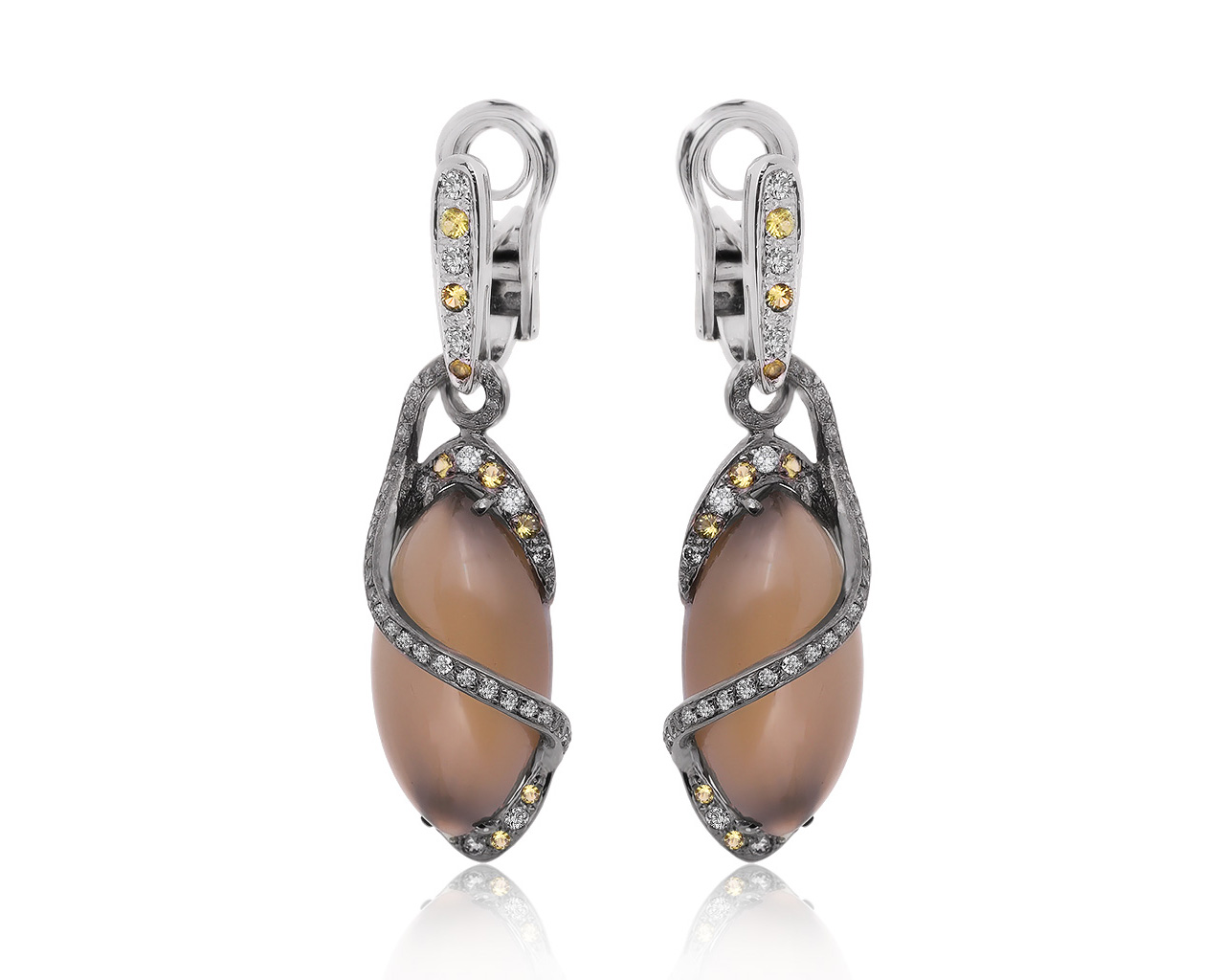 Оригинальные золотые серьги с кварцем 25.21ct Gianni Lazzaro 090620/1