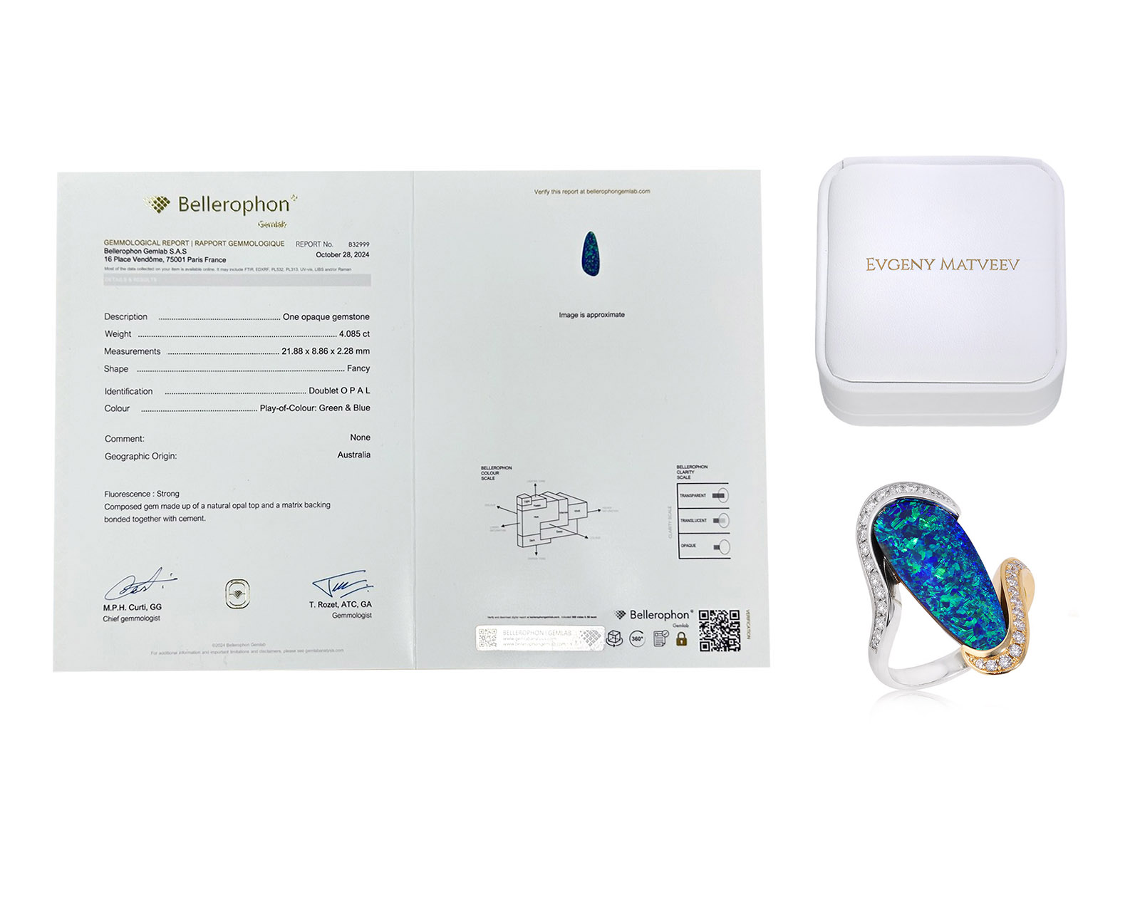 Золотое кольцо с опалом Австралия 4.08ct Evgeny Matveev