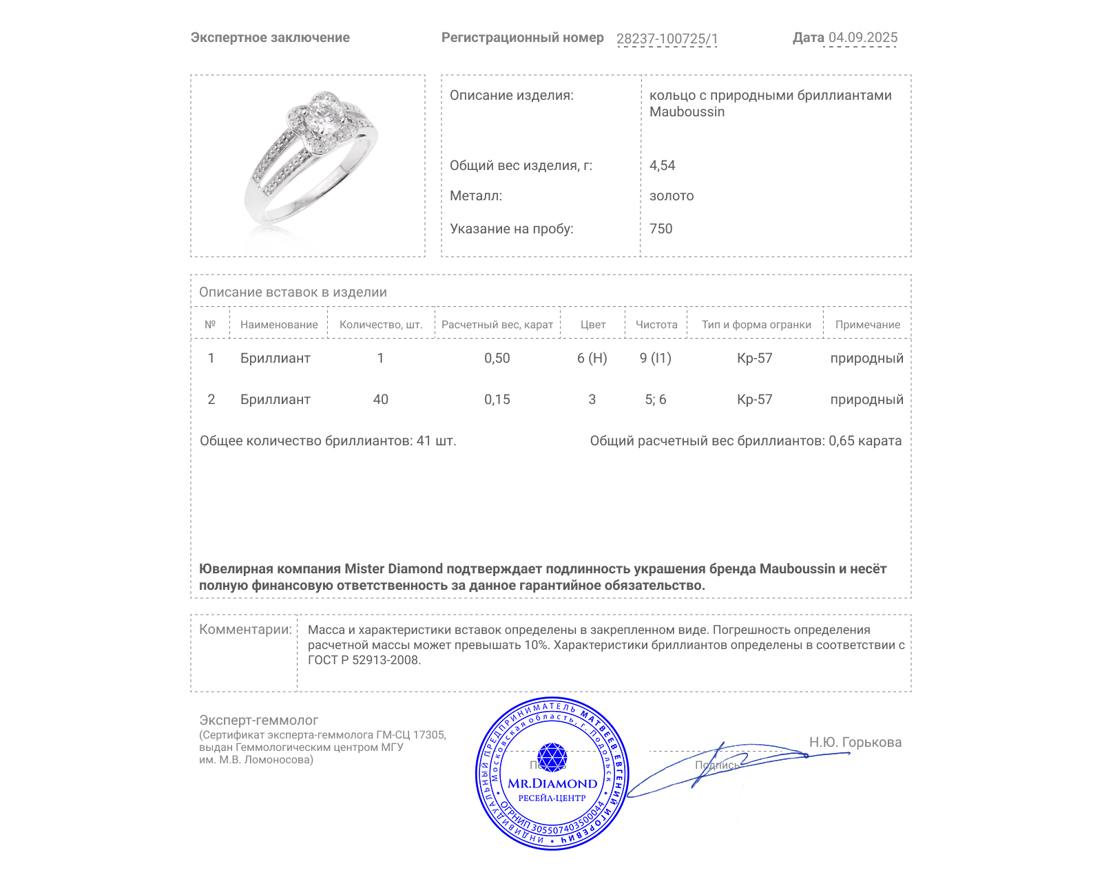 Оригинальное золотое кольцо Mauboussin Chance of Love