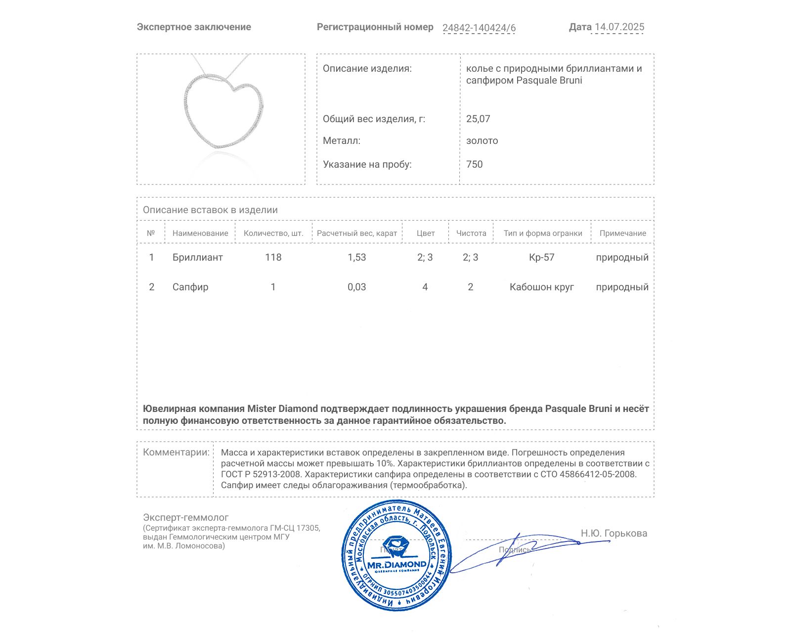 Оригинальное золотое колье с бриллиантами 1.53ct Pasquale Bruni