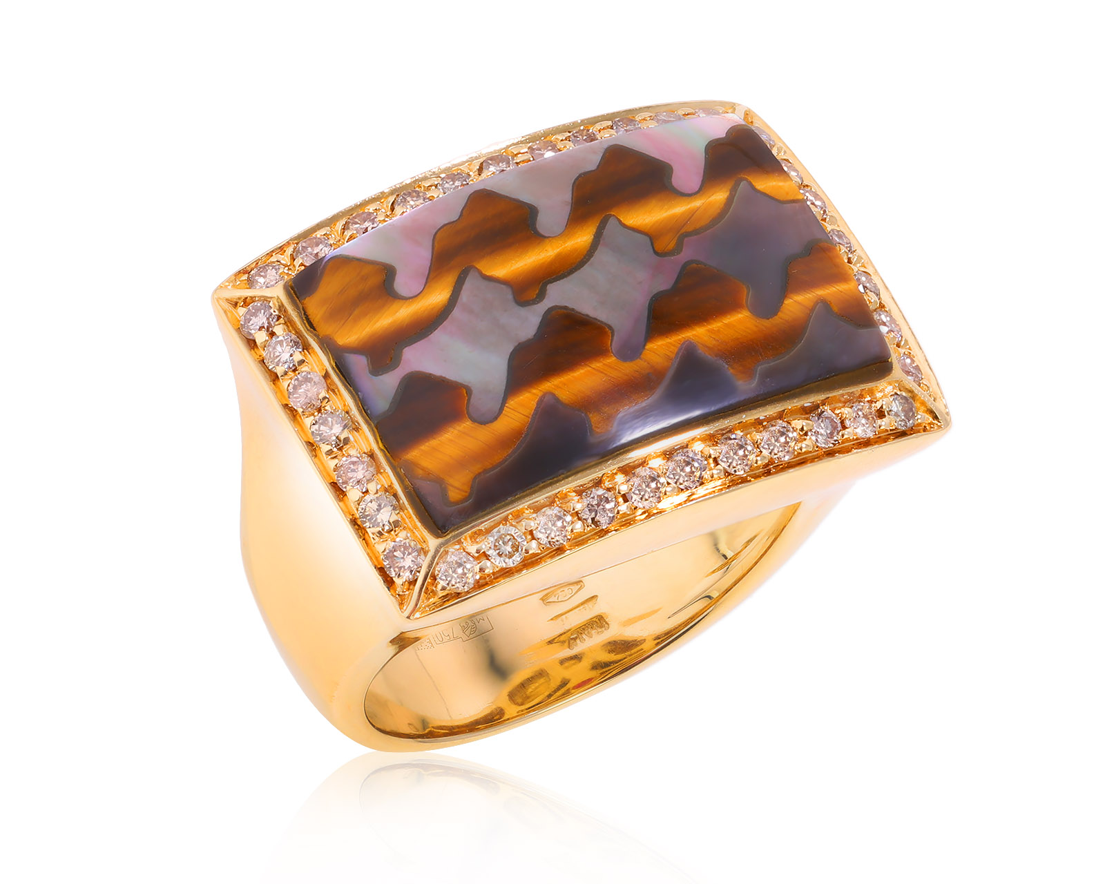 Оригинальное золотое кольцо с тигровым глазом 4.47ct Roberto Coin 140125/1