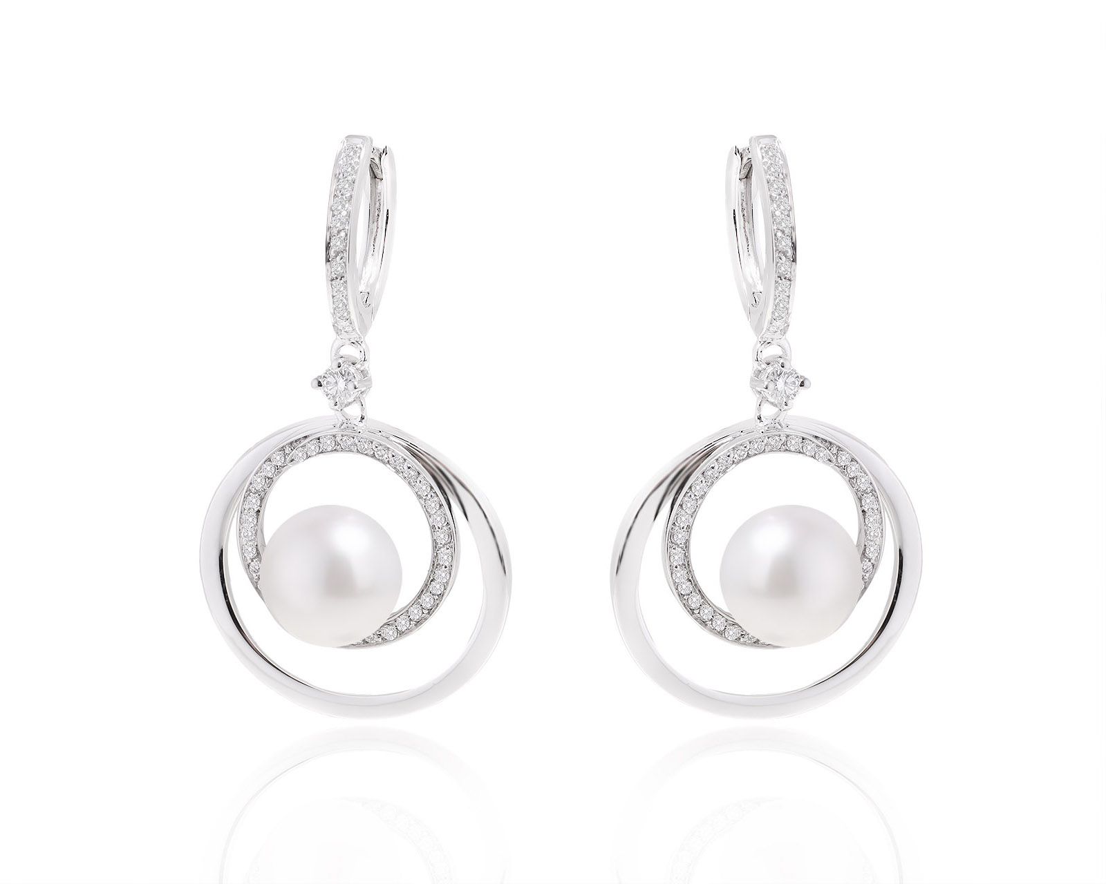 Оригинальные золотые серьги с жемчугом 8.60 мм Giorgio Visconti 150424/7