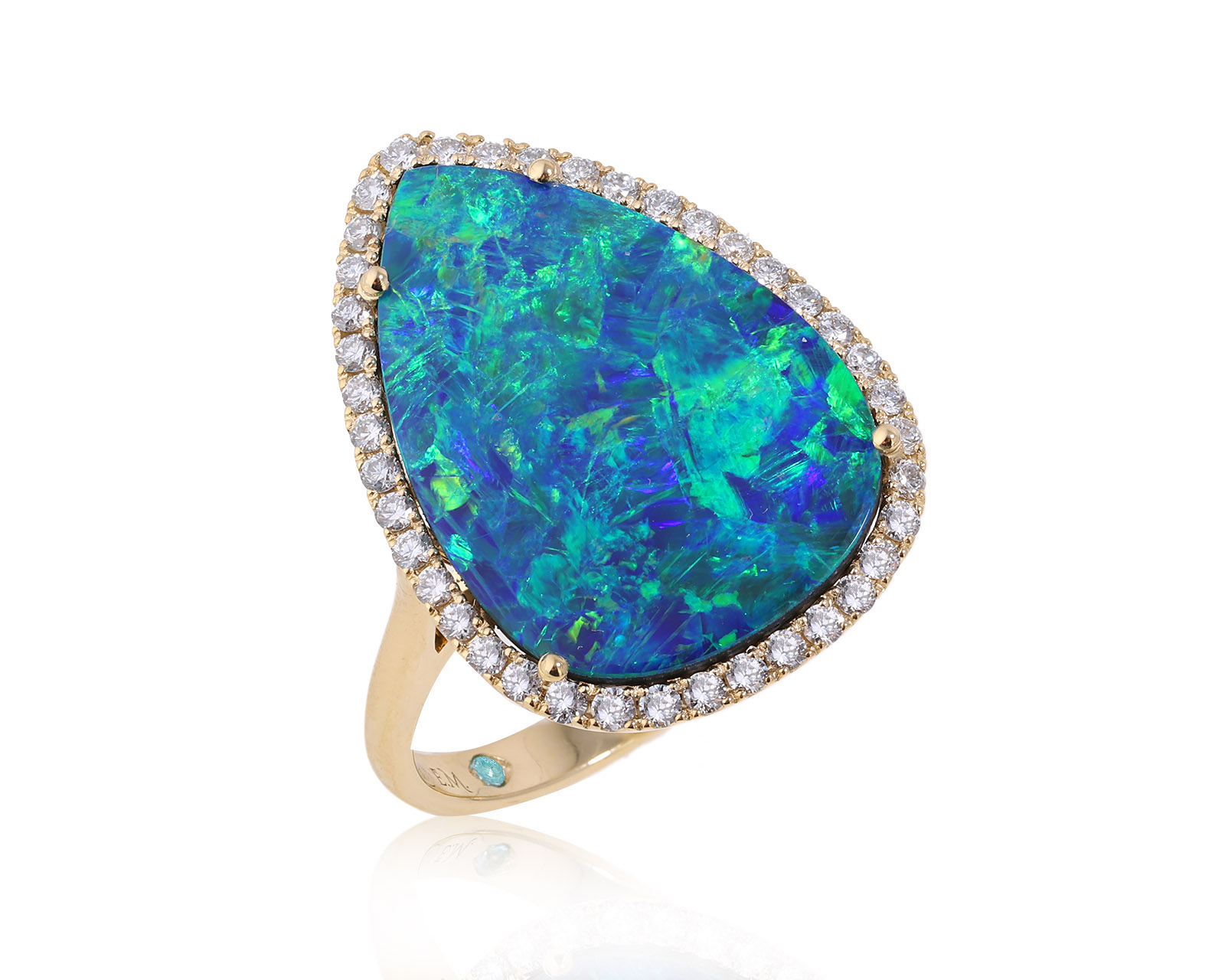 Золотое кольцо с опалом Австралия 8.01ct Evgeny Matveev 140325/Б117