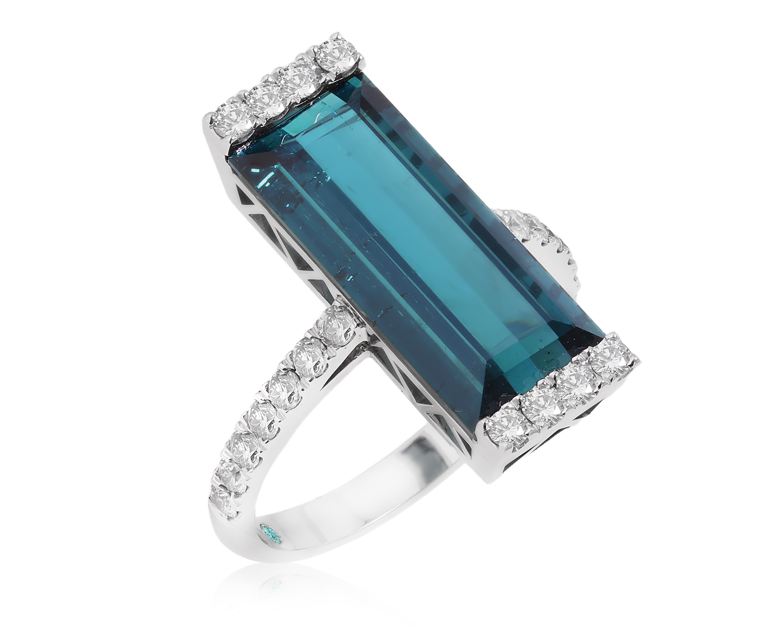 Золотое кольцо с турмалином индиголитом 7.73ct Evgeny Matveev 090725/Б176