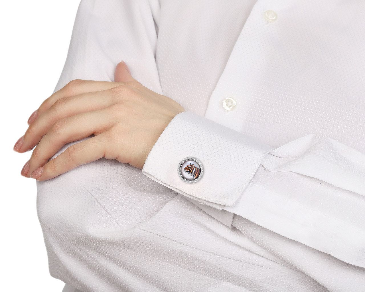 Оригинальные золотые запонки с кварцем-перламутром 7.20ct Emil Kraus