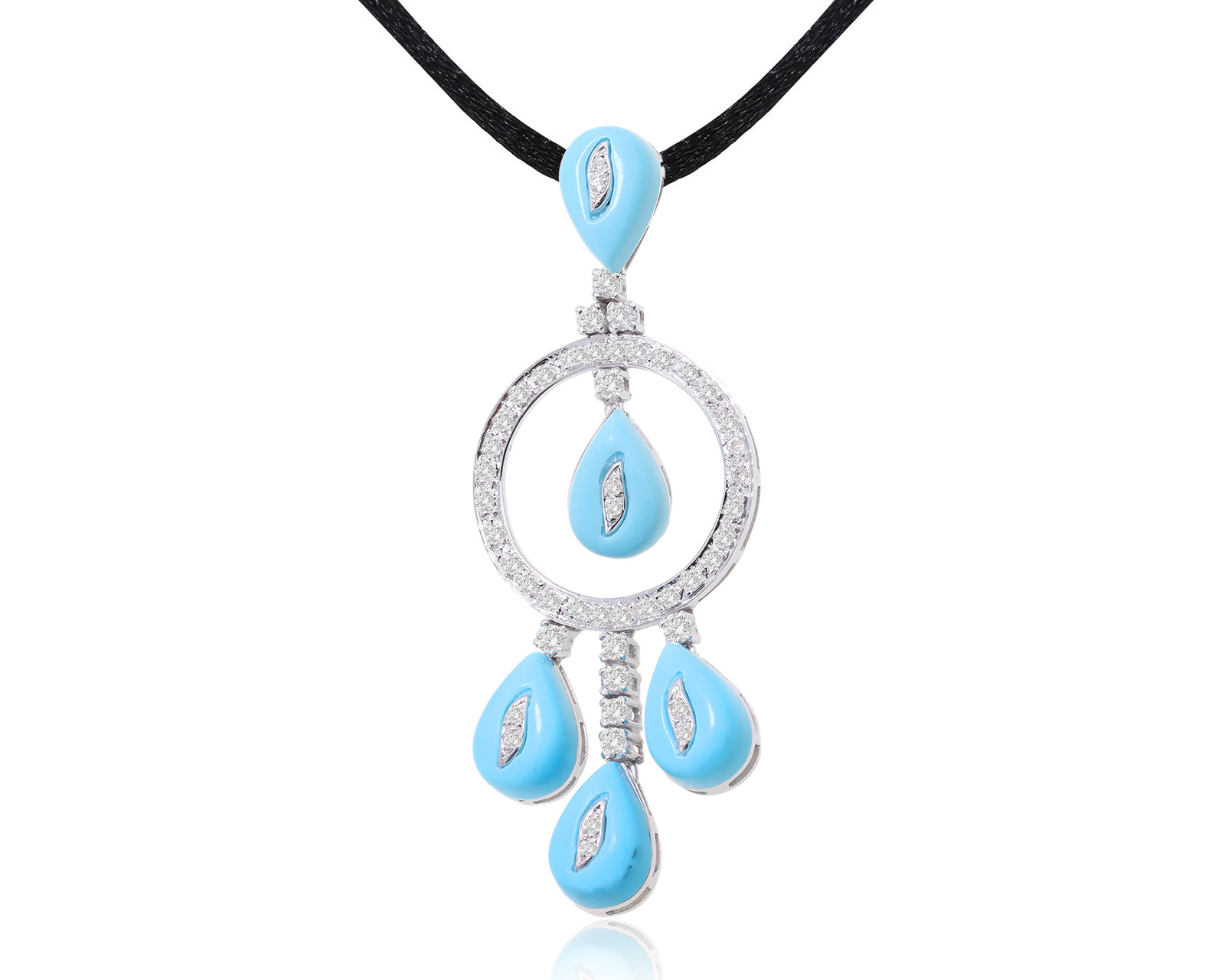 Золотой кулон с бирюзой 11.00ct и бриллиантами 0.68ct 160324/12