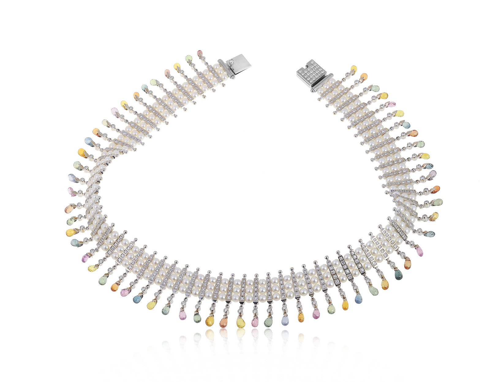 Золотое колье с цветными сапфирами 26.05ct 130721/22