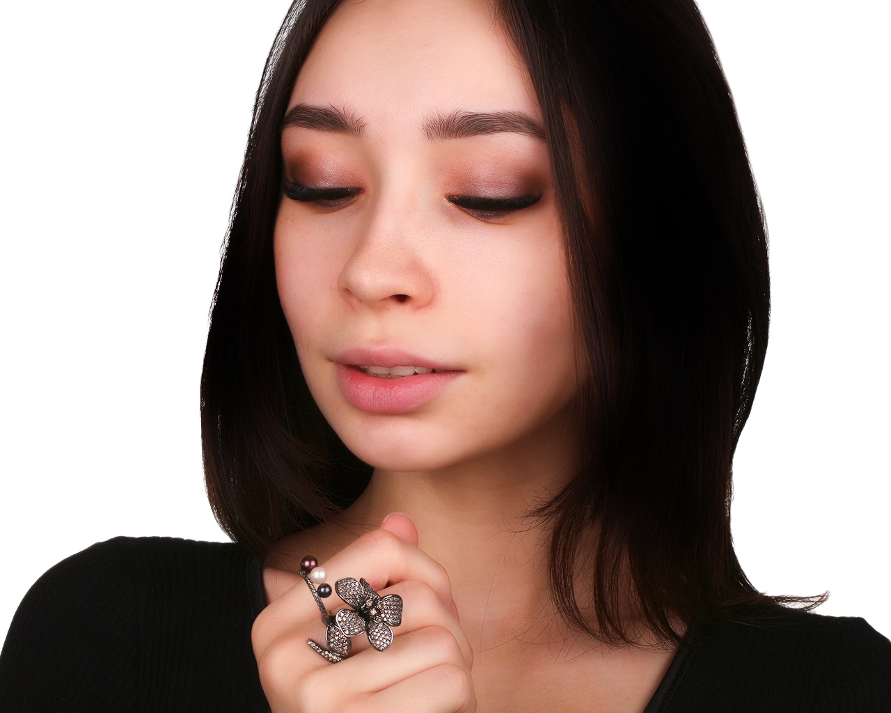 Оригинальное золотое кольцо с жемчугом и бриллиантами 3.14ct Roberto Bravo