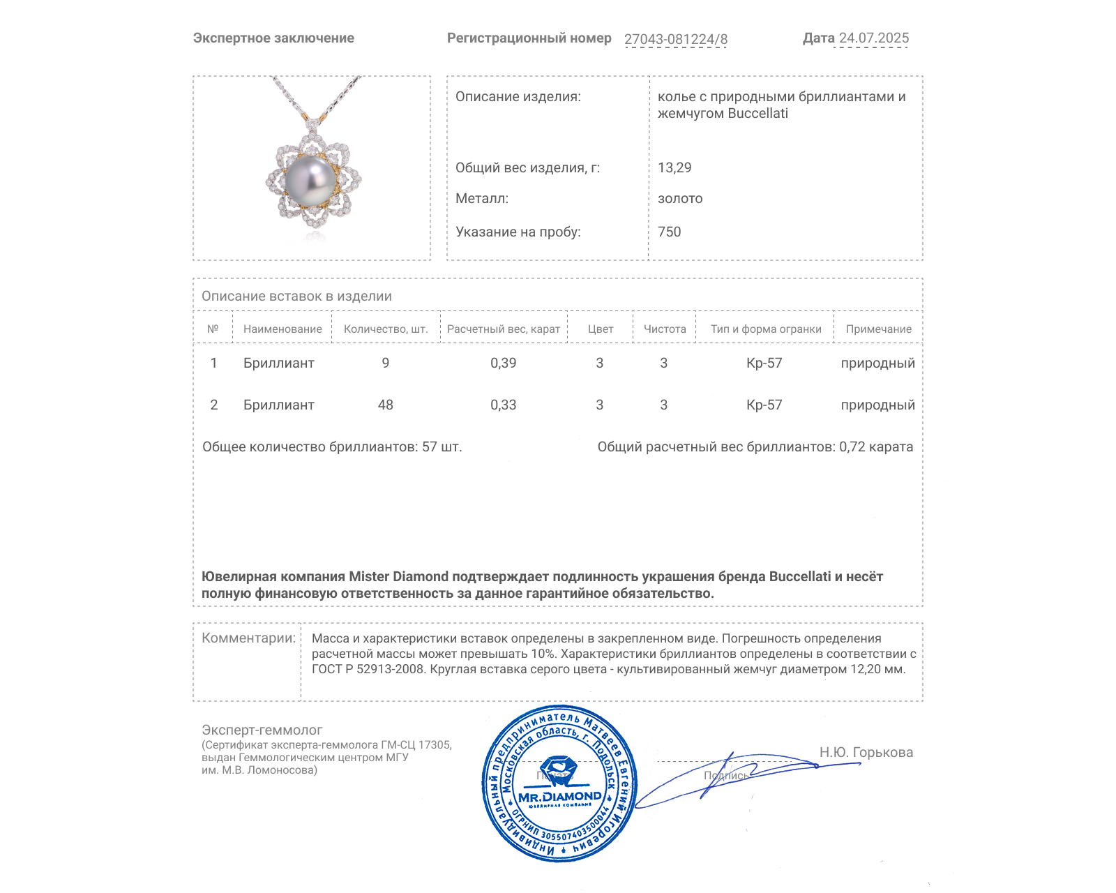 Оригинальное золотое колье с бриллиантами 0.72ct Buccellati