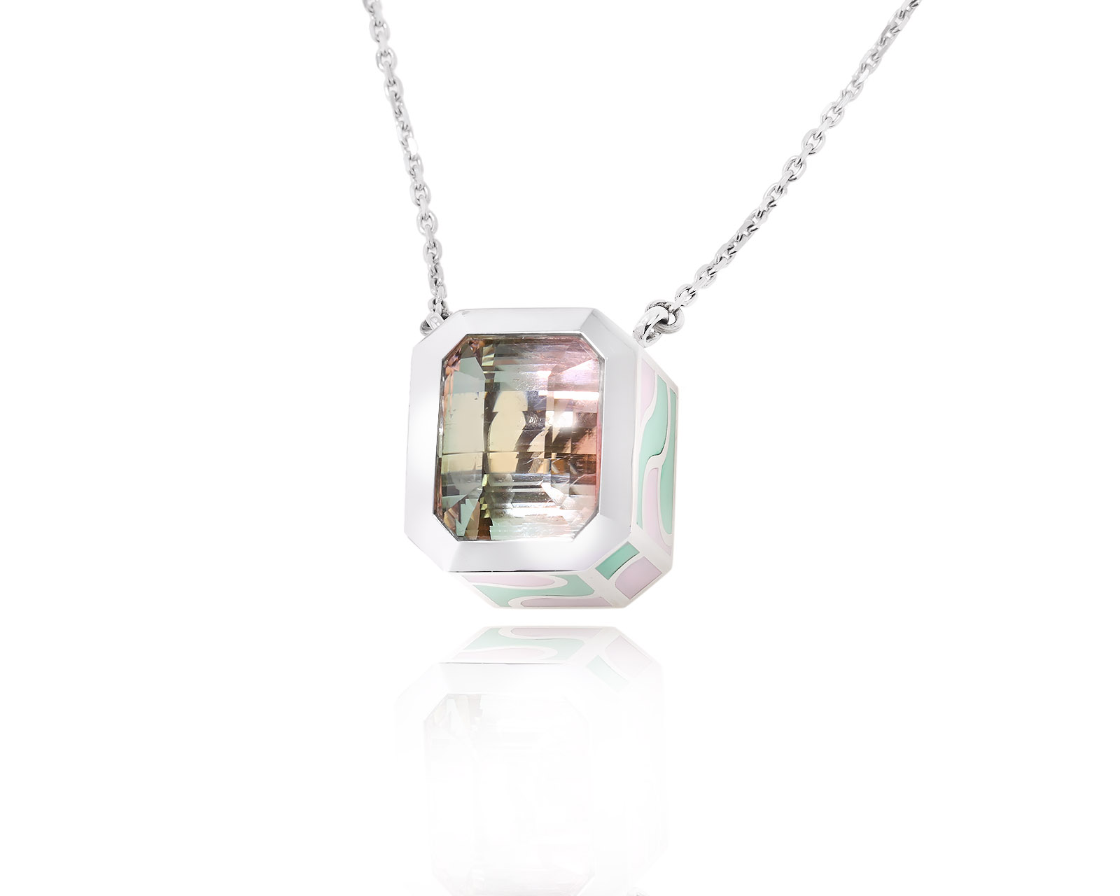 Золотое колье с полихромным турмалином 32.46ct 070524/1