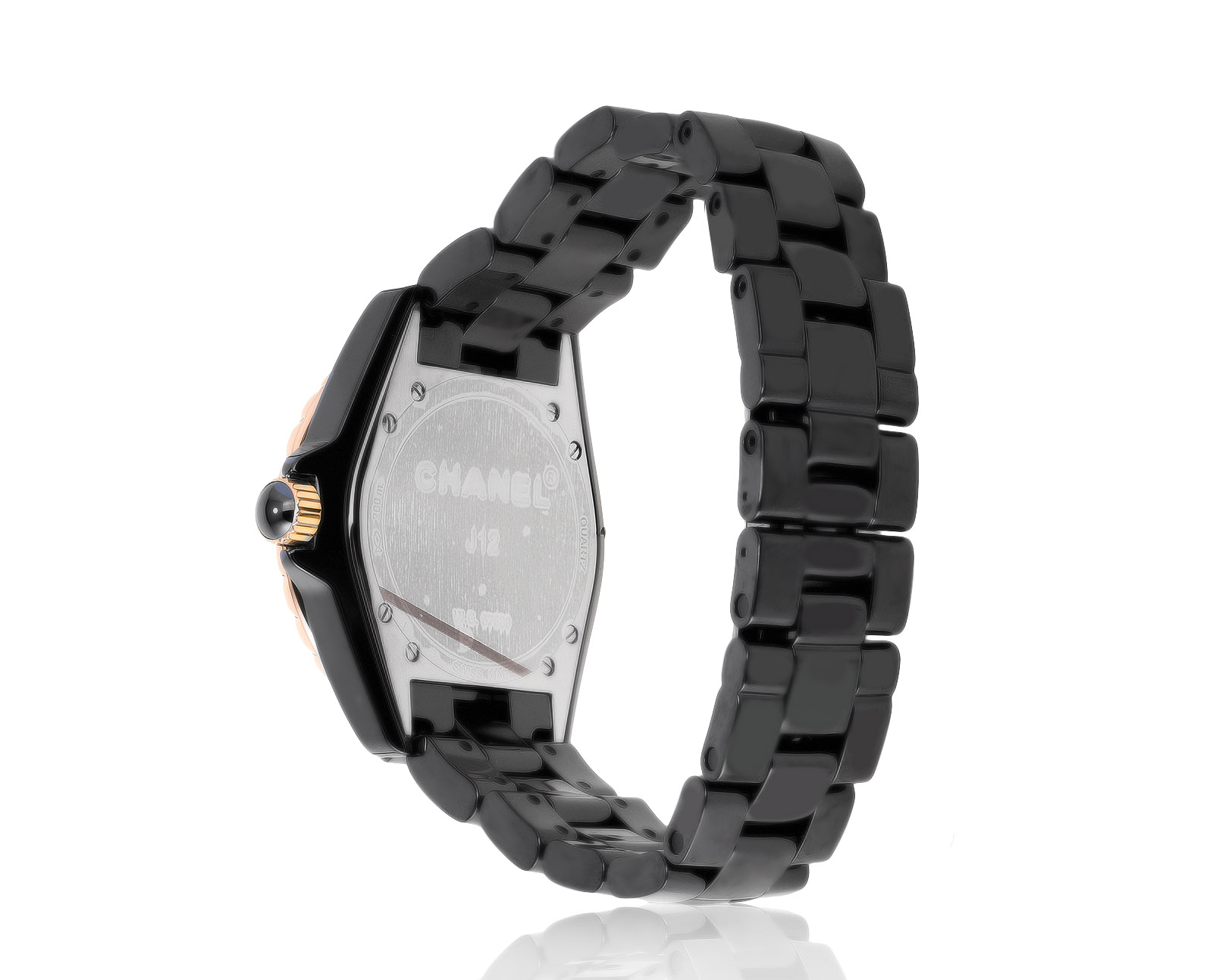 Оригинальные золотые часы с бриллиантами 0.11ct Chanel J12