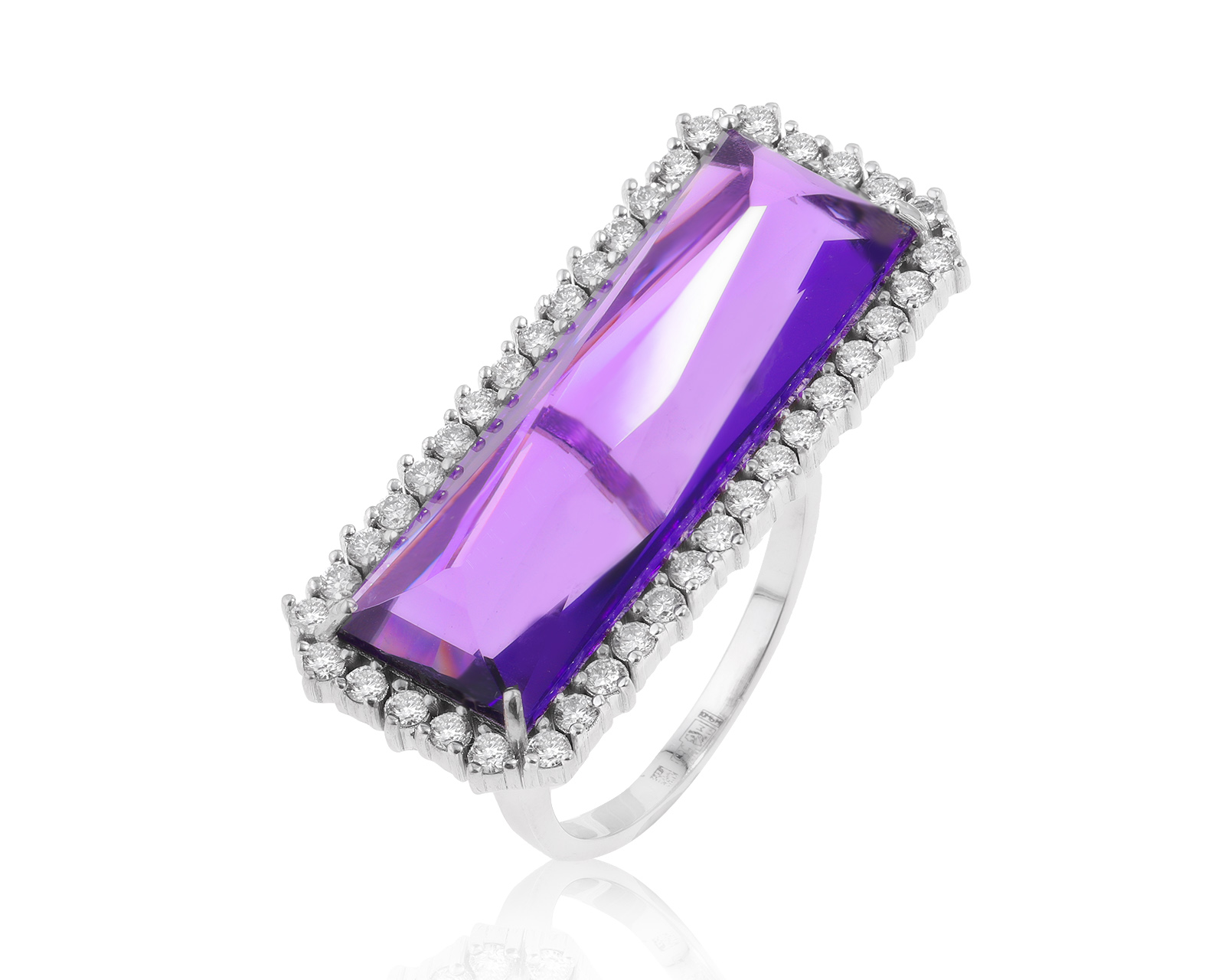 Золотое кольцо с аметистом 12.45ct и бриллиантами 1.00ct