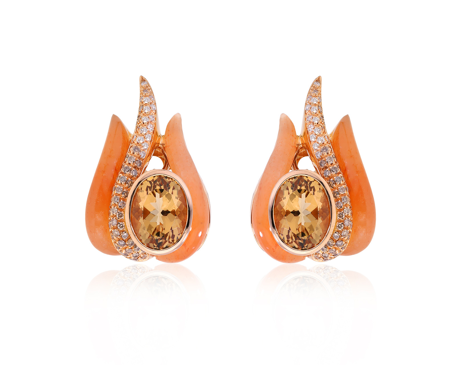 Оригинальные золотые серьги с халцедонами 12.80ct Oro Trend 300825/3