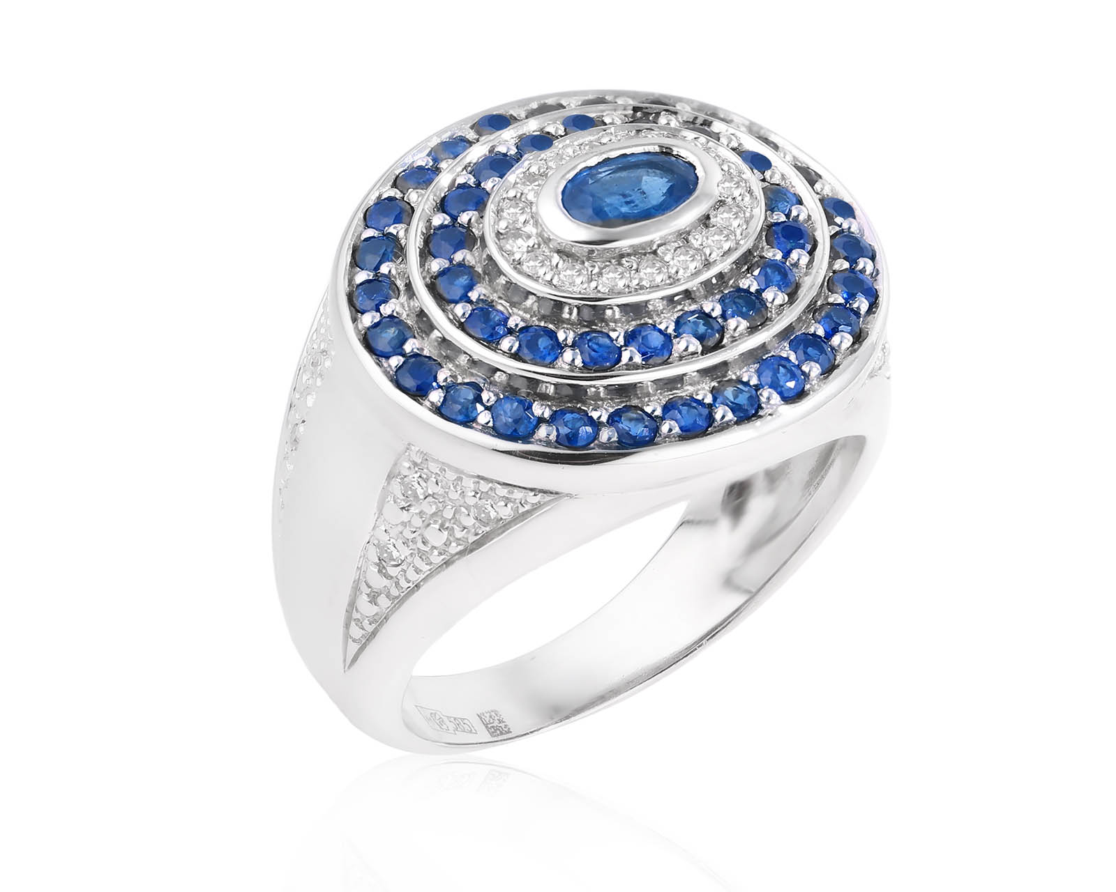 Золотое кольцо с сапфирами 1.32ct и бриллиантами 0.14ct