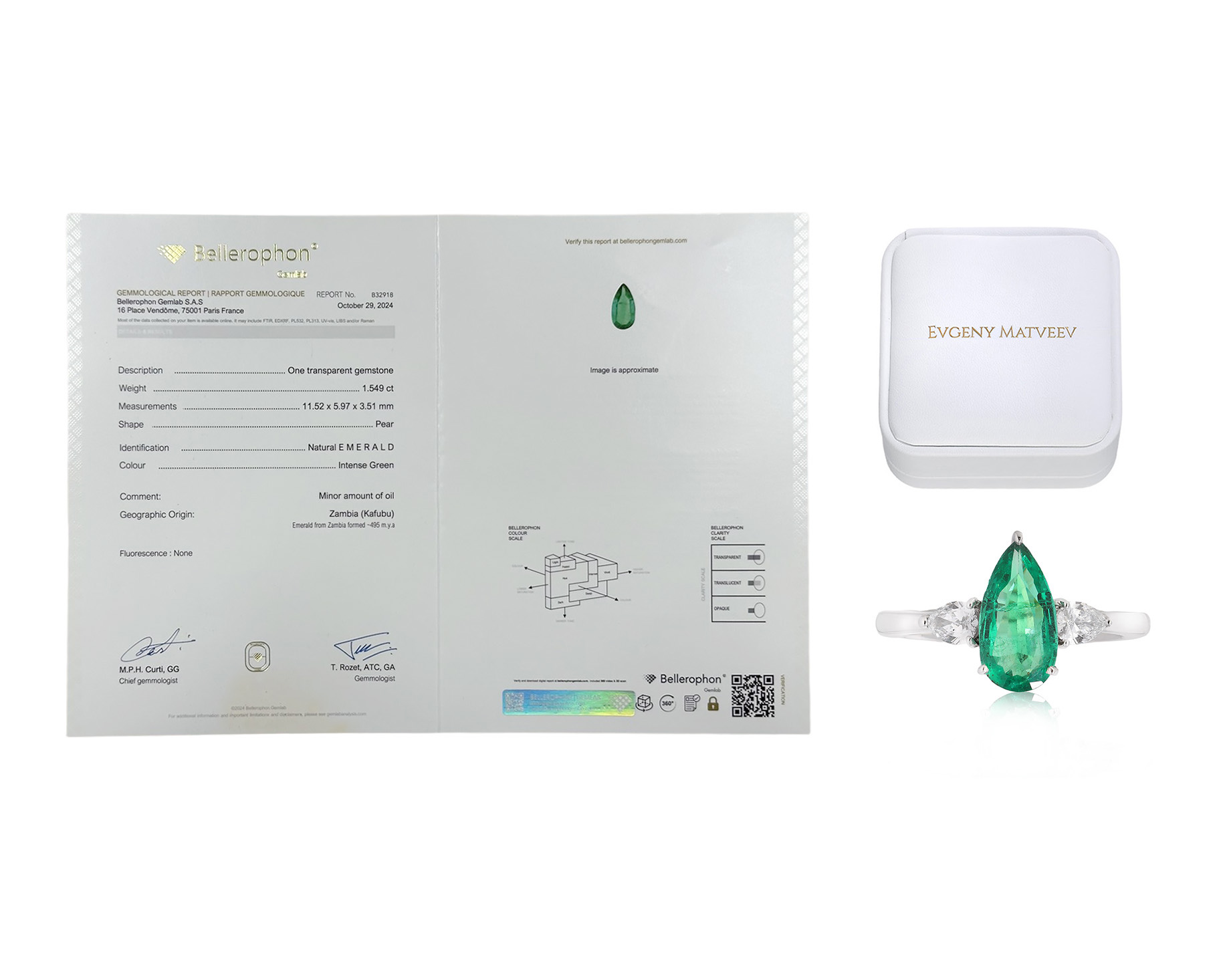 Платиновое кольцо с изумрудом Замбия 1.55ct Evgeny Matveev