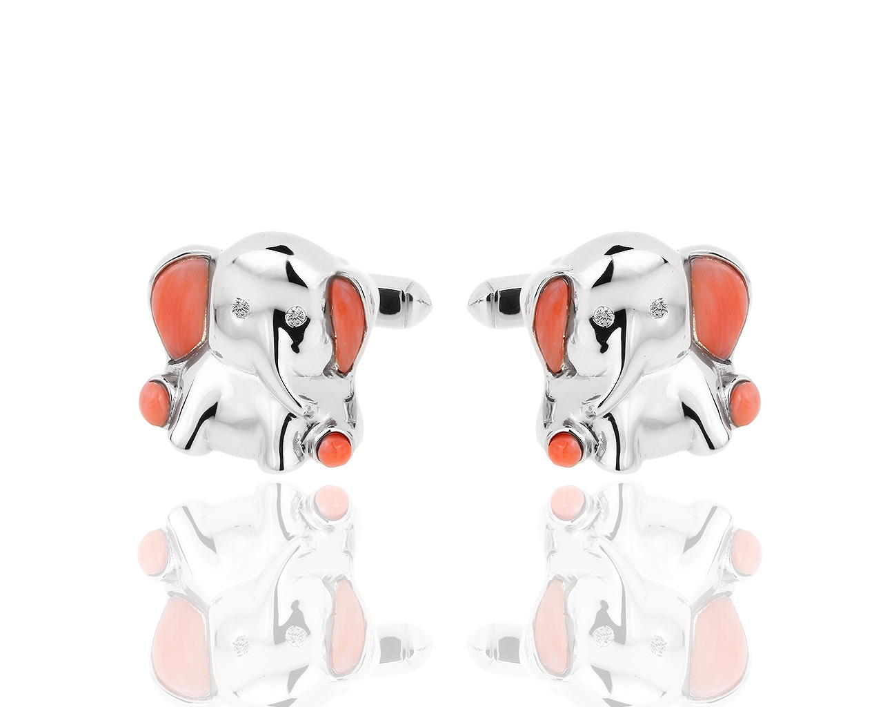 Оригинальные золотые запонки с бриллиантами и кораллами De Grisogono 301118/3