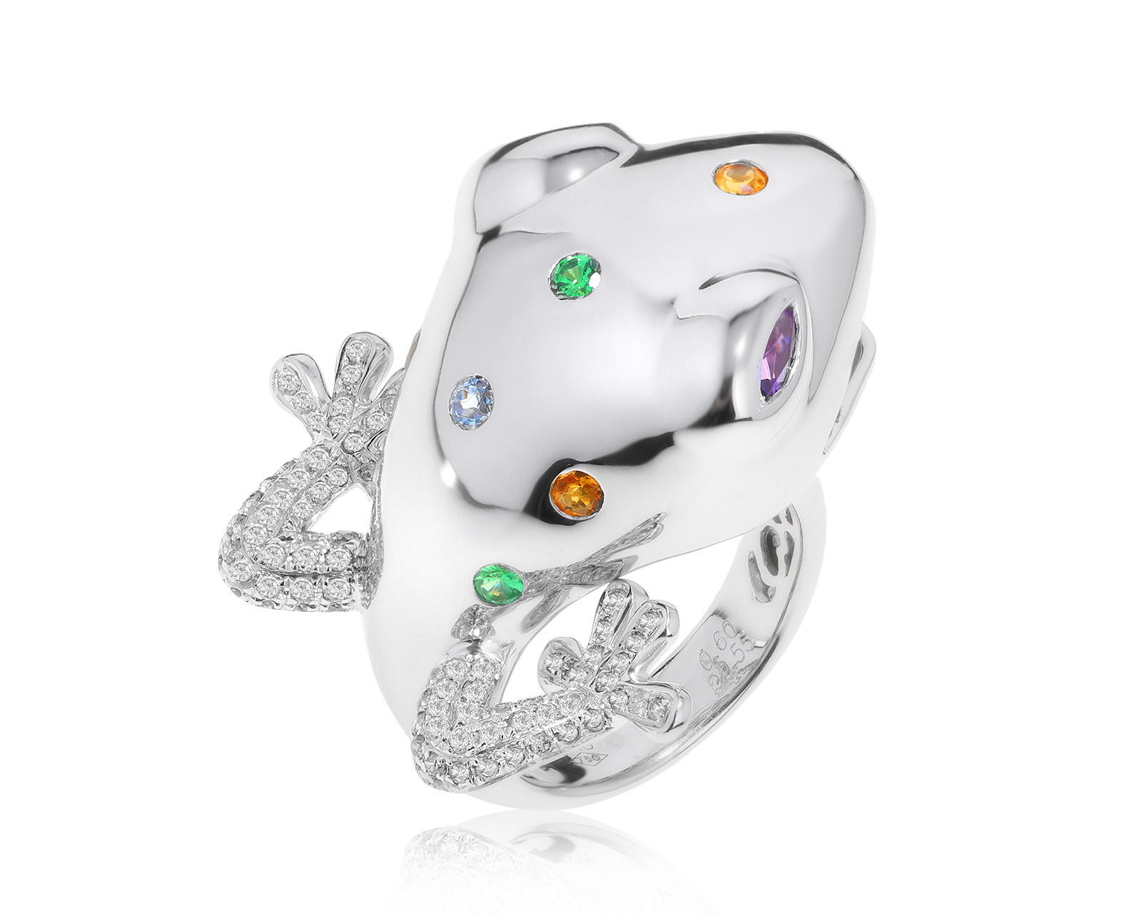 Нарядное золотое кольцо с цветными камнями 0.60ct 300322/12