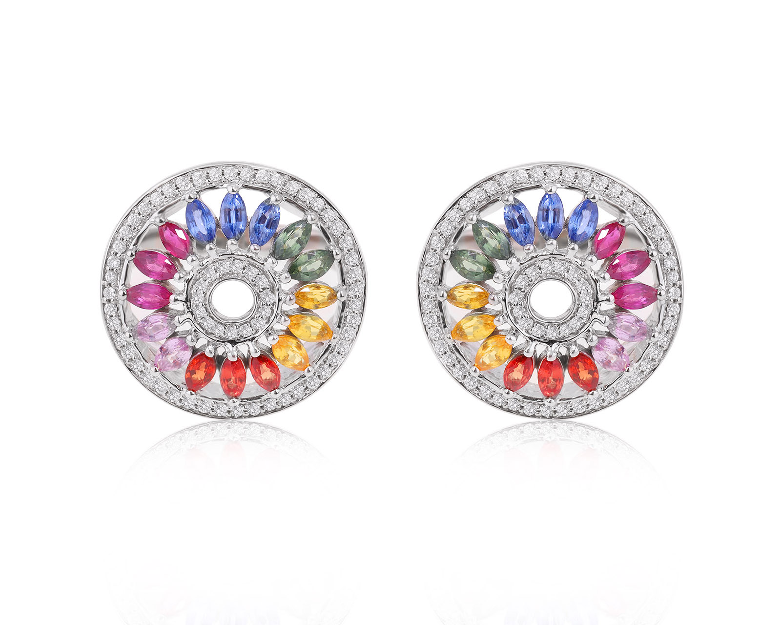 Золотые серьги с цветными камнями 2.96ct 240524/2