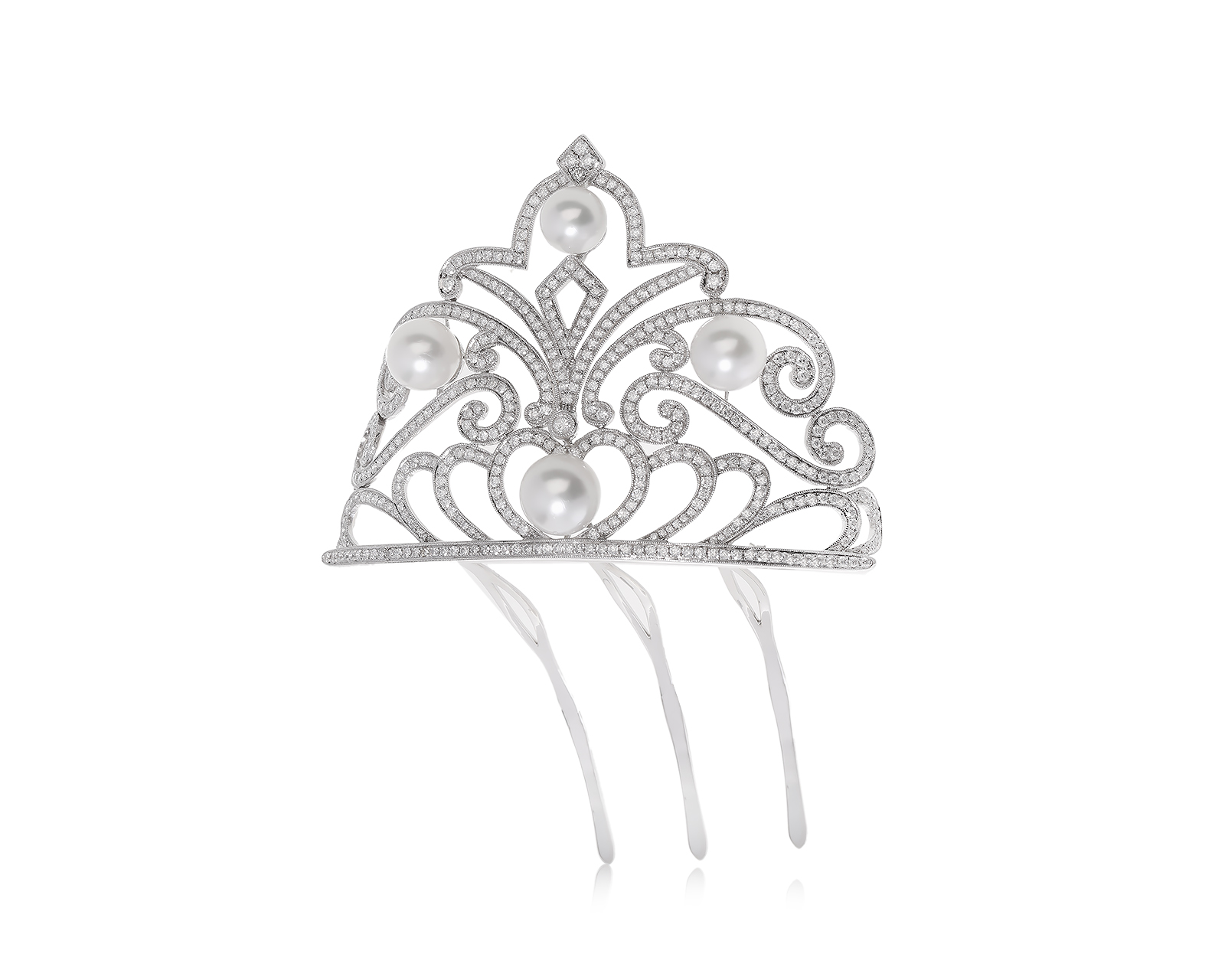 Золотая заколка диадема с бриллиантами 3.92ct 140621/КМ15