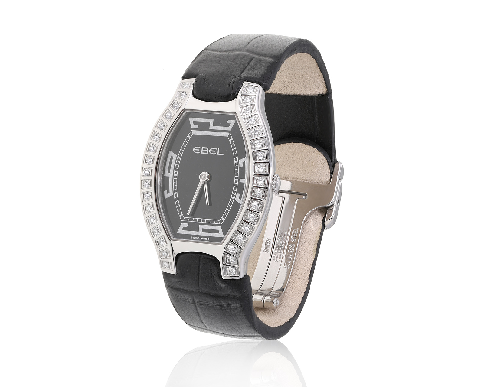 Оригинальные стальные часы с бриллиантами 0.54ct Ebel Beluga Tonneau Women's Dress Watch 310324/11