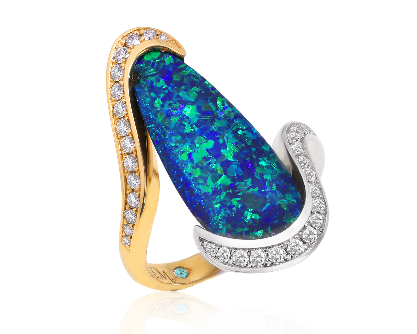 Золотое кольцо с опалом Австралия 4.08ct Evgeny Matveev