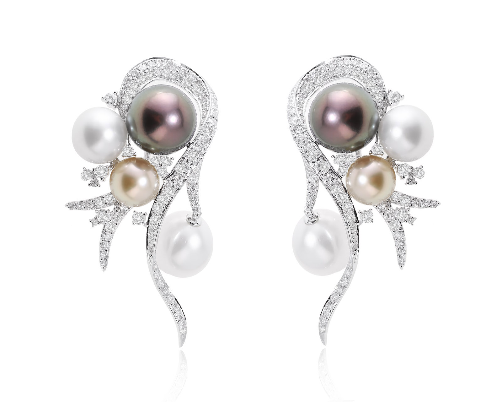 Оригинальные золотые серьги с жемчугом WCJ 080523/4