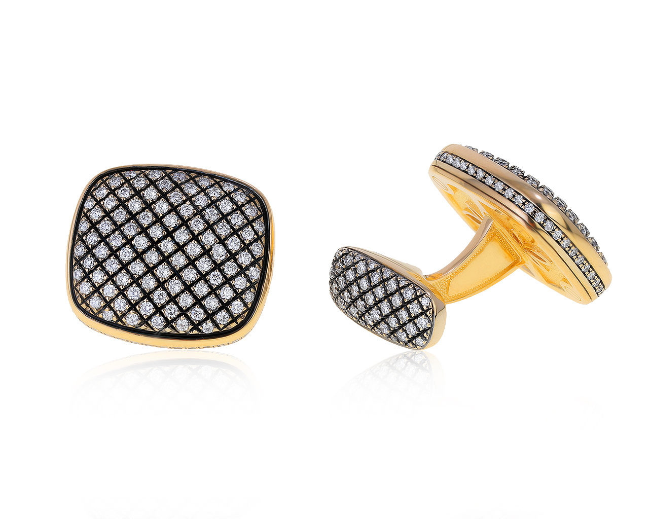 Эстетичные золотые запонки с бриллиантами 2.20ct 060521/4