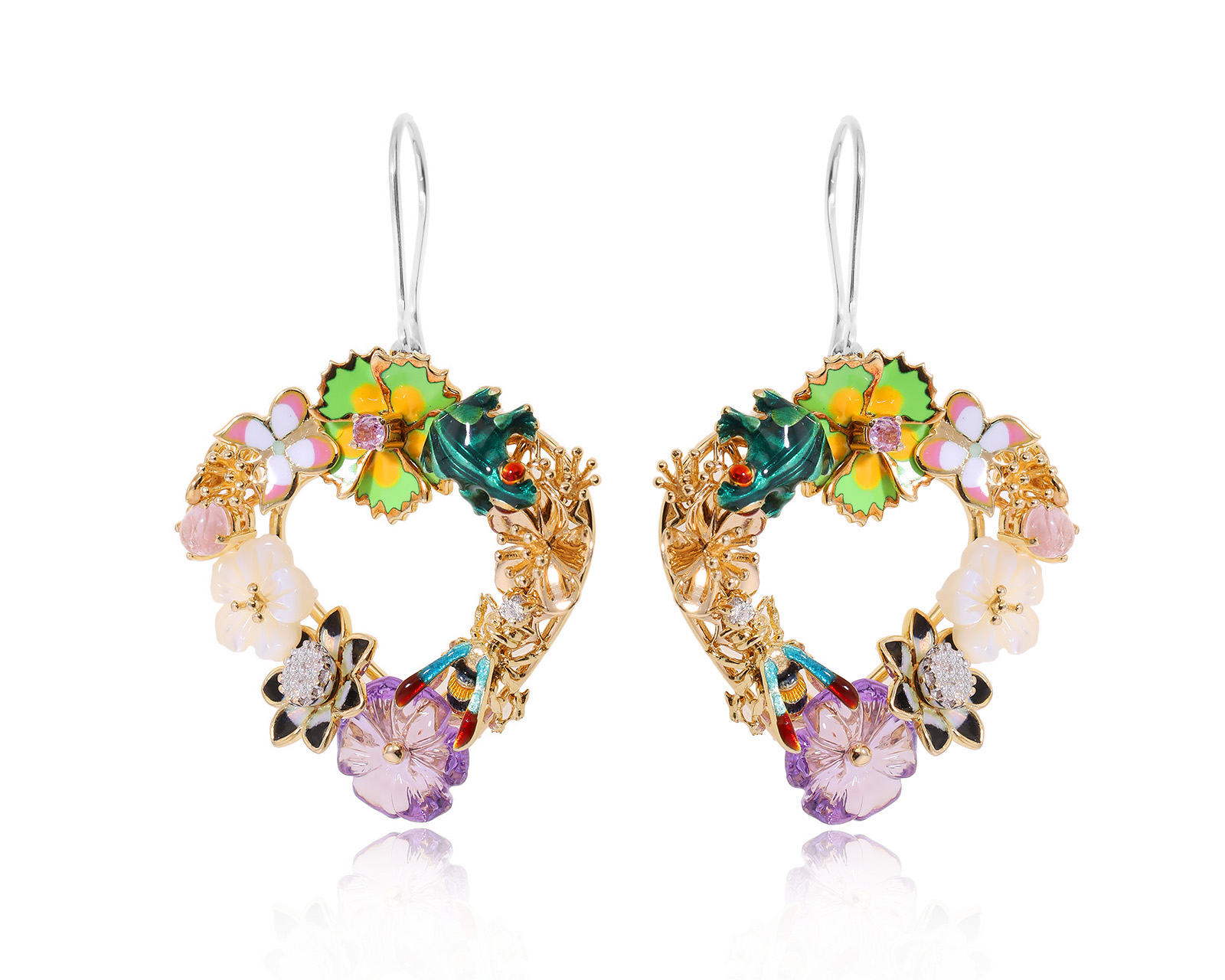 Оригинальные золотые серьги с цветными камнями 5.50ct Roberto Bravo Noahs Ark 030624/2