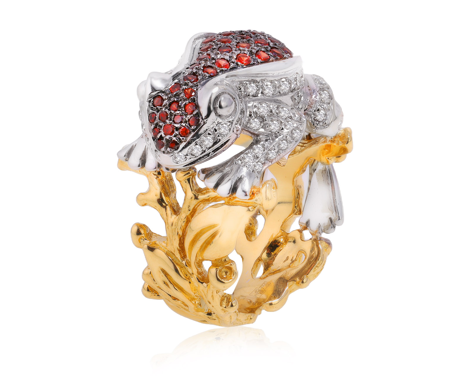 Золотое кольцо с гранатами 0.92ct и бриллиантами 0.76ct 210525/5