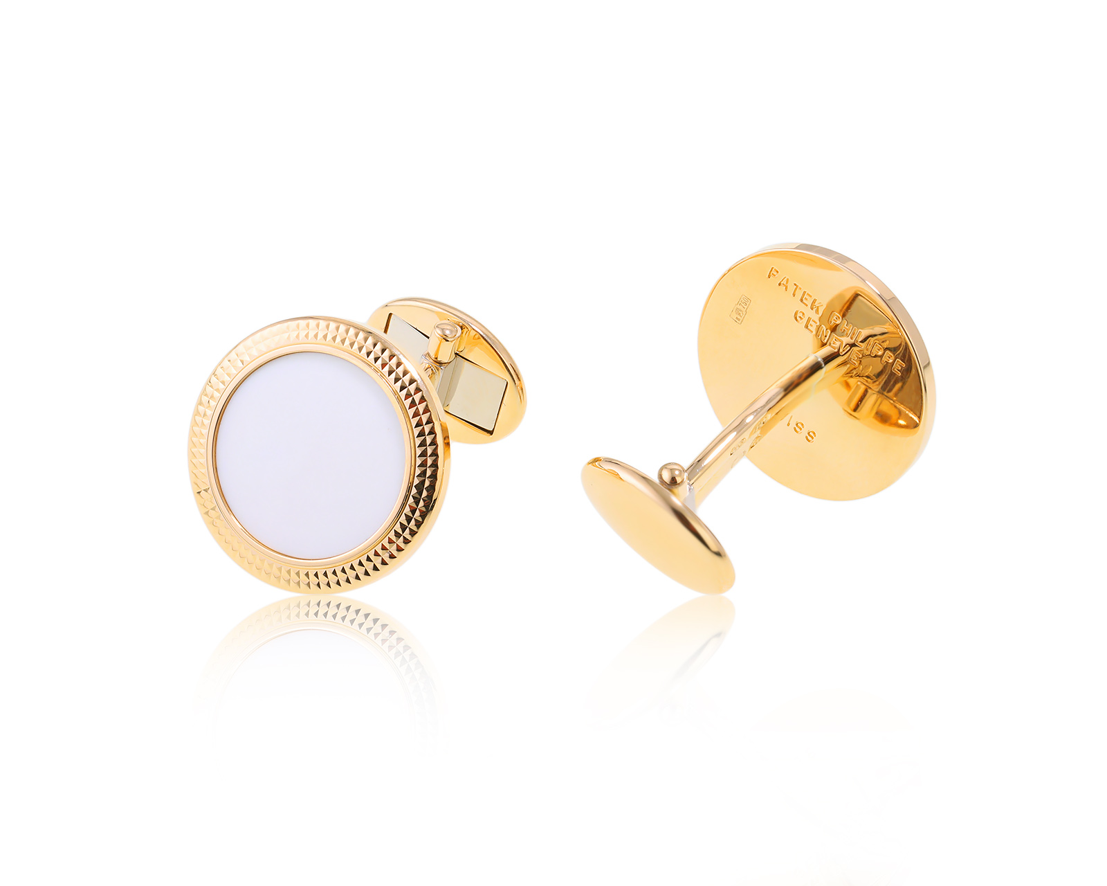 Оригинальные золотые запонки с эмалью Patek Philippe Calatrava 240324/7
