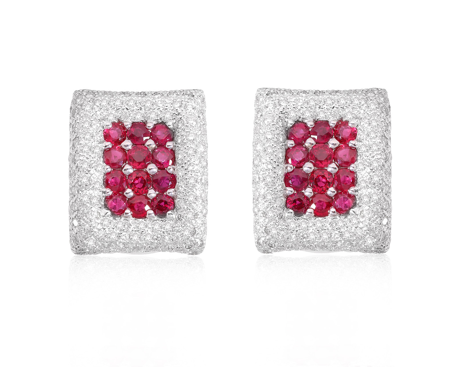 Золотые серьги с рубинами 1.90ct и бриллиантами 2.23ct