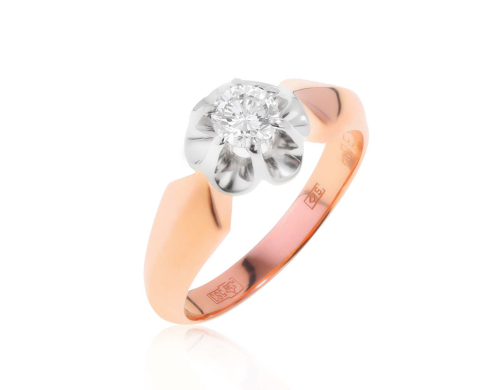 Винтажное золотое кольцо с бриллиантом 0.35ct СССР 170222/1