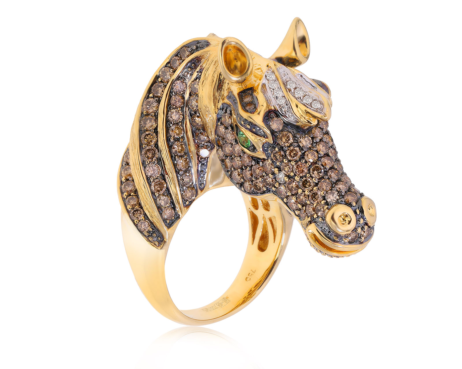 Золотое кольцо с тсаворитами 0.15ct и бриллиантами 2.21ct 040225/10