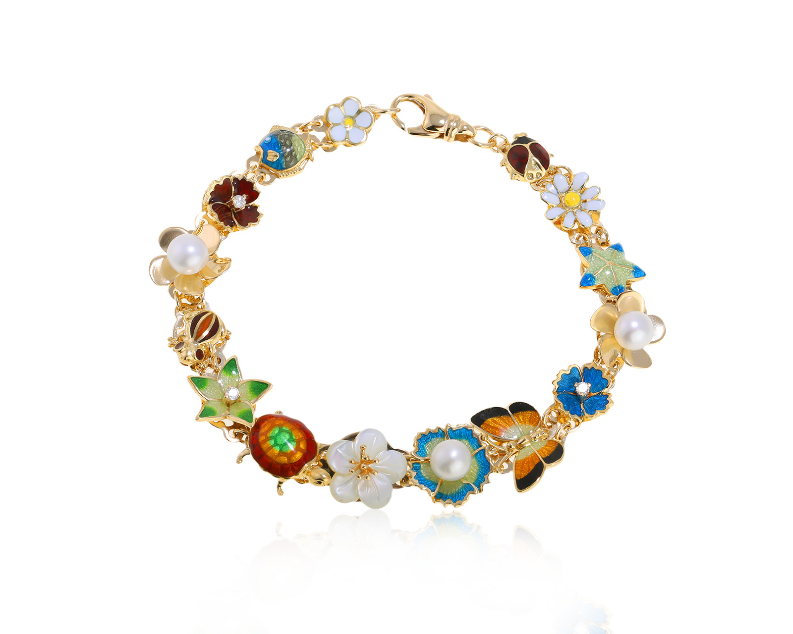 Оригинальный золотой браслет с перламутром 4.90ct Roberto Bravo Noahs Ark