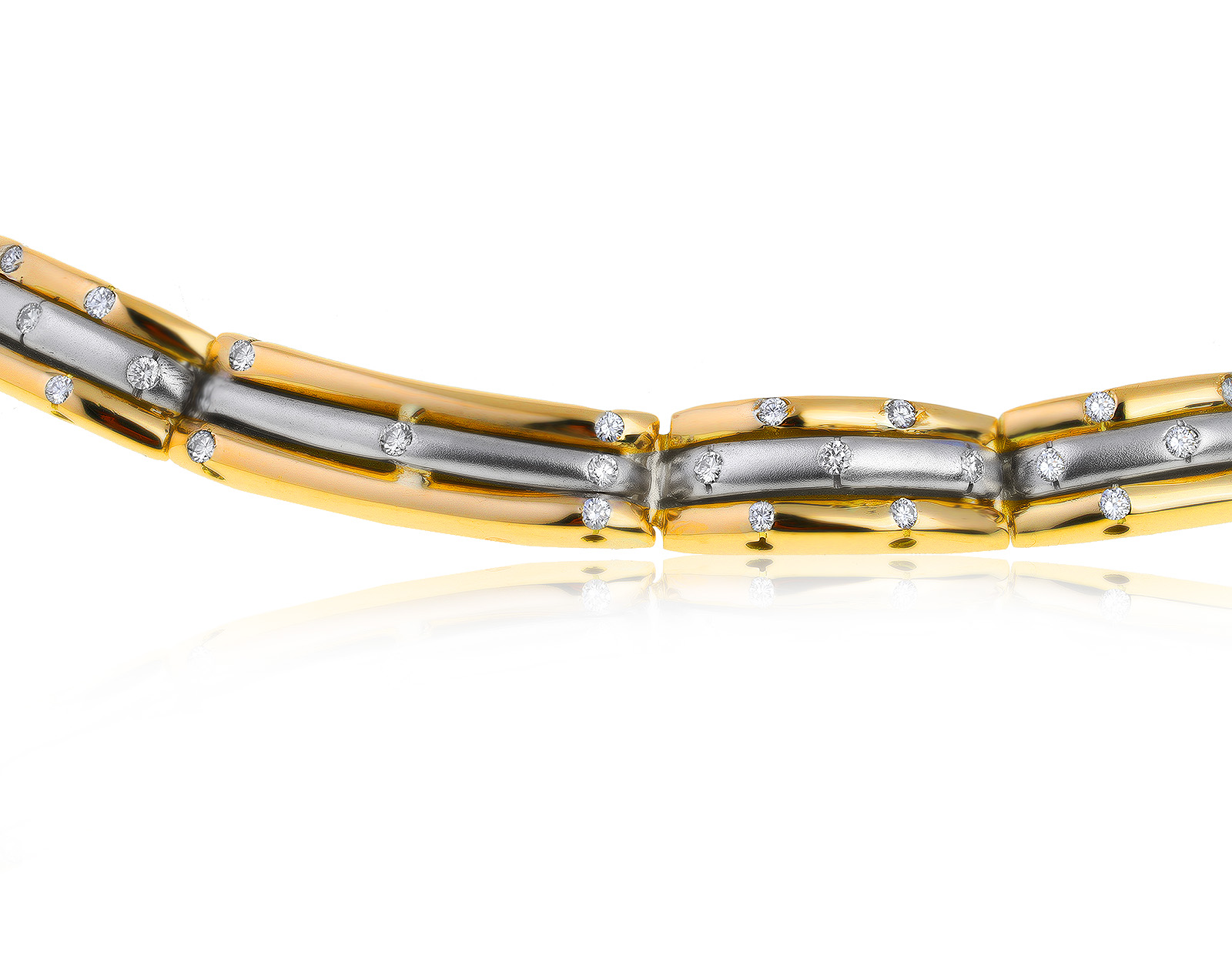 Стильное золотое колье с бриллиантами 3.30ct