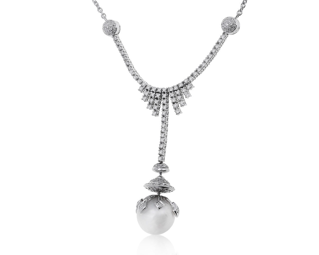 Притягательное золотое колье с жемчугом 13.90 мм 121220/3