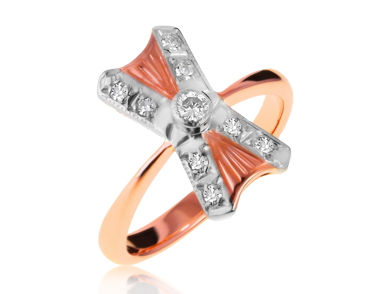 Винтажное золотое кольцо с бриллиантами 0.18ct СССР 060521/12