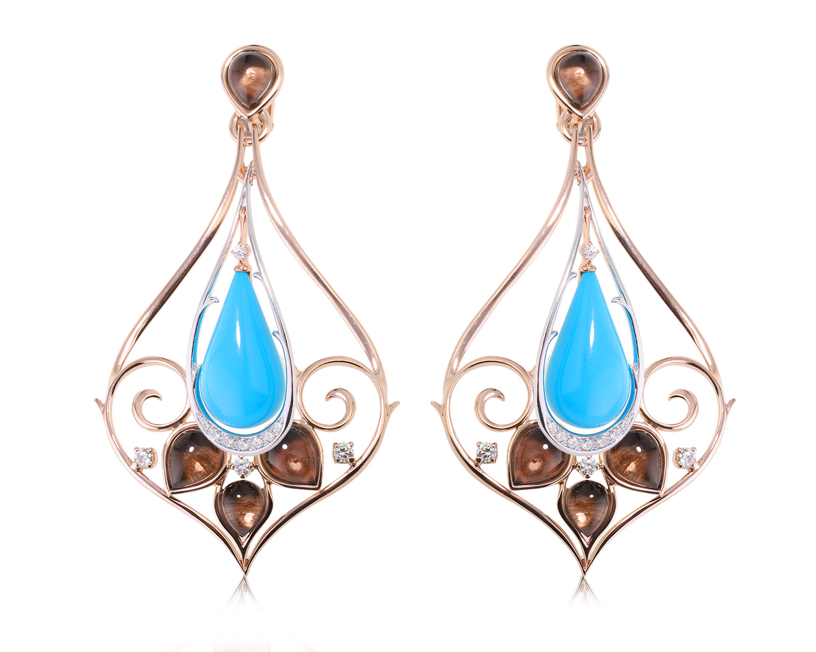 Оригинальные золотые серьги с бирюзой 25.00ct Damiani 000014/КМ00