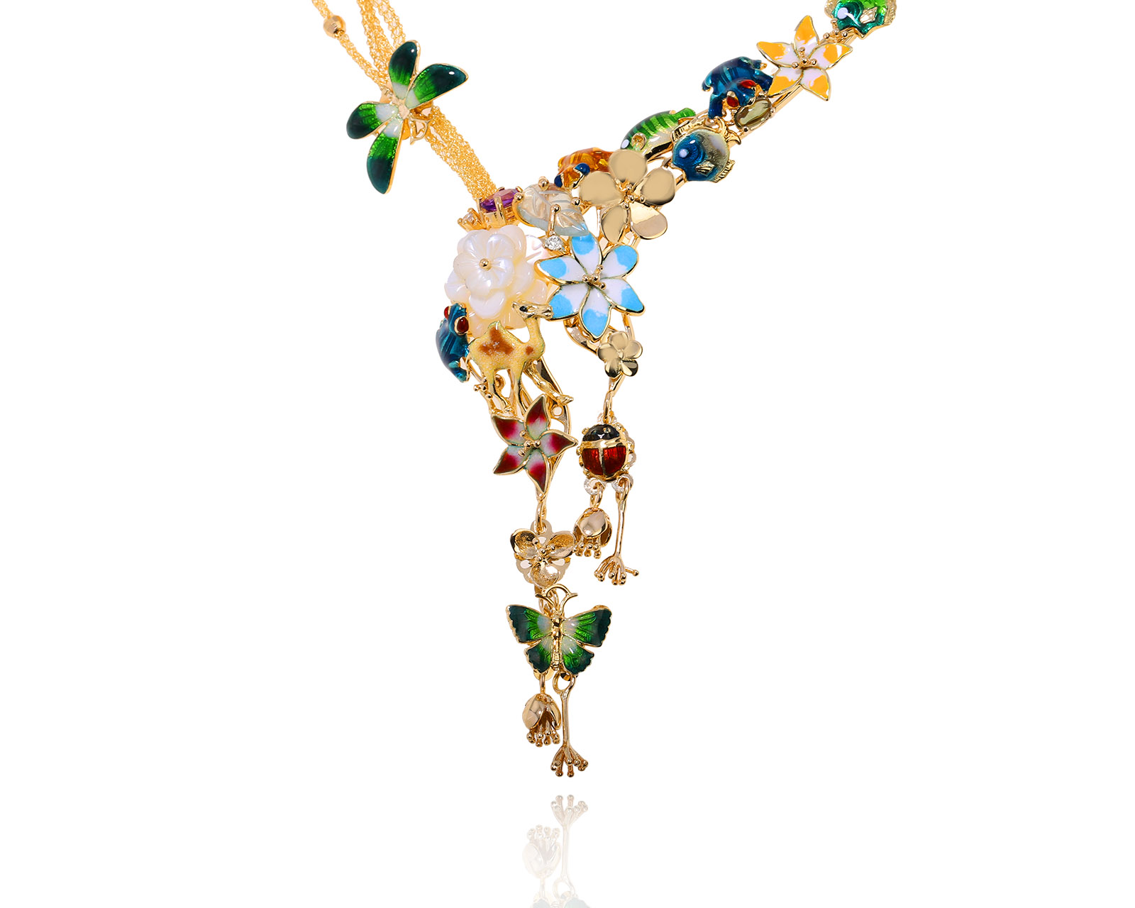 Оригинальное золотое колье с цветными камнями 12.05ct Roberto Bravo Noah’s Ark 160924/3