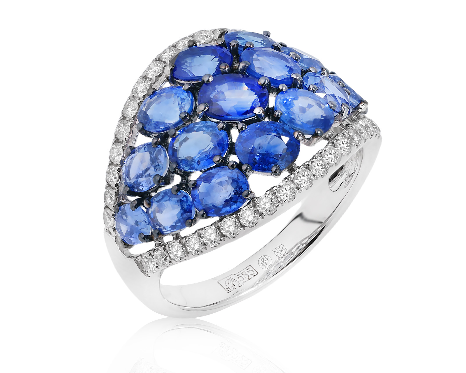 Золотое кольцо с сапфирами 4.90ct и бриллиантами 0.40ct 990058/2