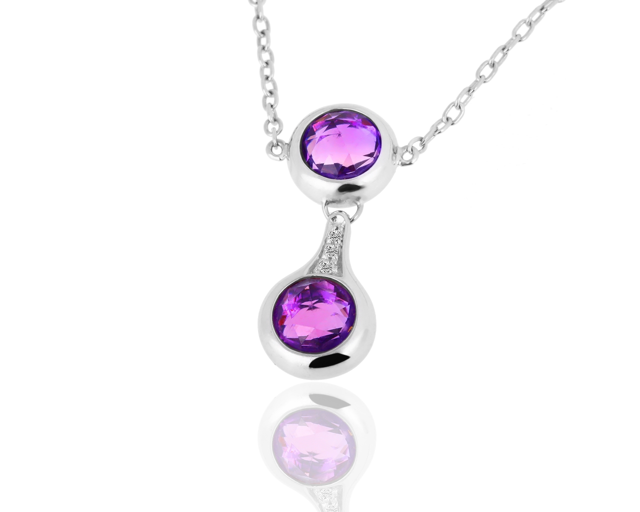 Золотой кулон с бриллиантами и аметистами Antonini 241218/10