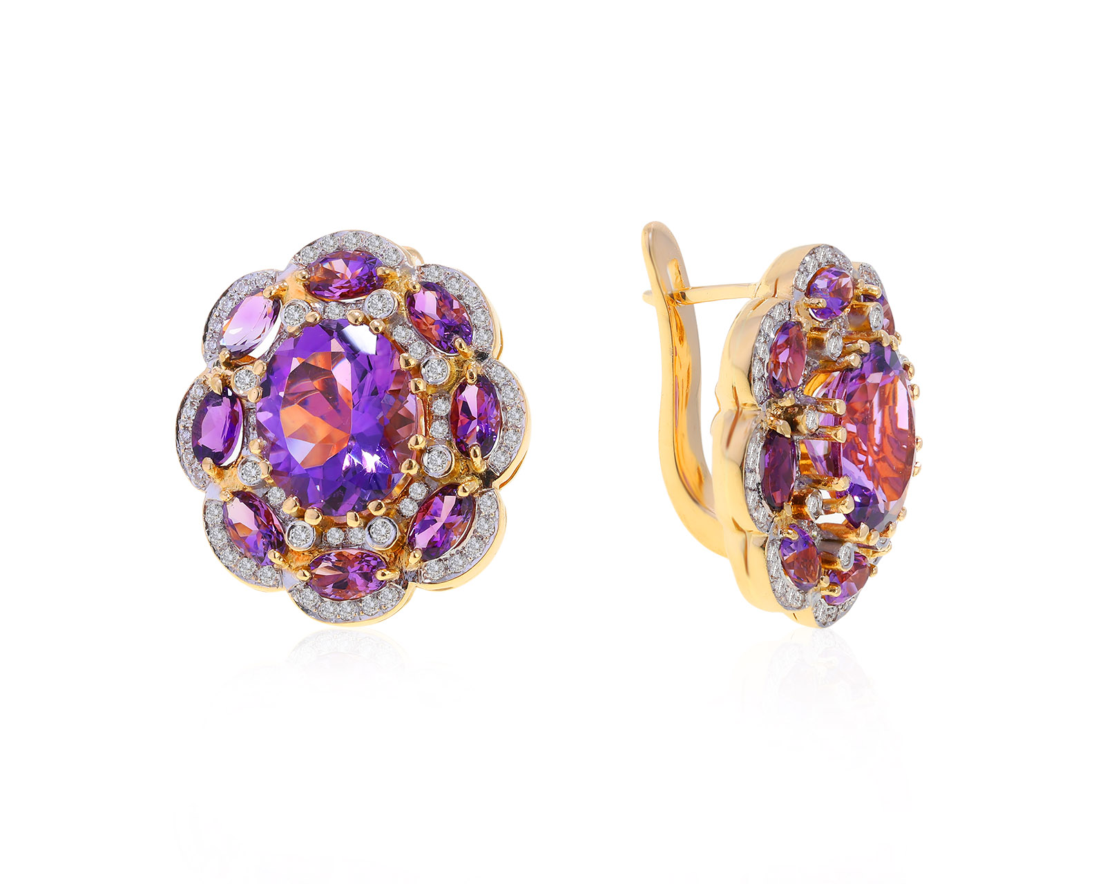 Роскошные золотые серьги с аметистами 12.06ct 221121/8