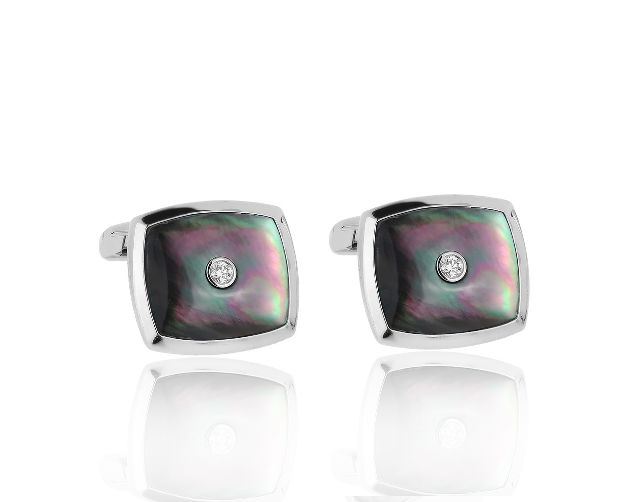 Богатые золотые запонки с черным перламутром