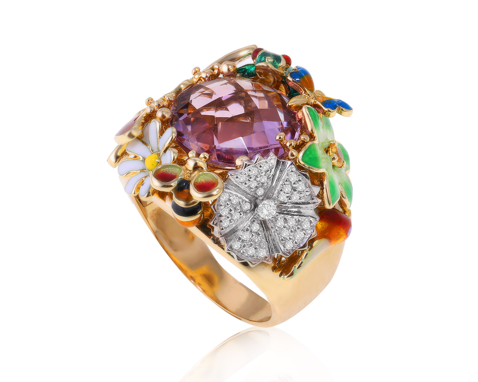 Оригинальное золотое кольцо с аметистом 5.00ct Roberto Bravo Noahs Ark