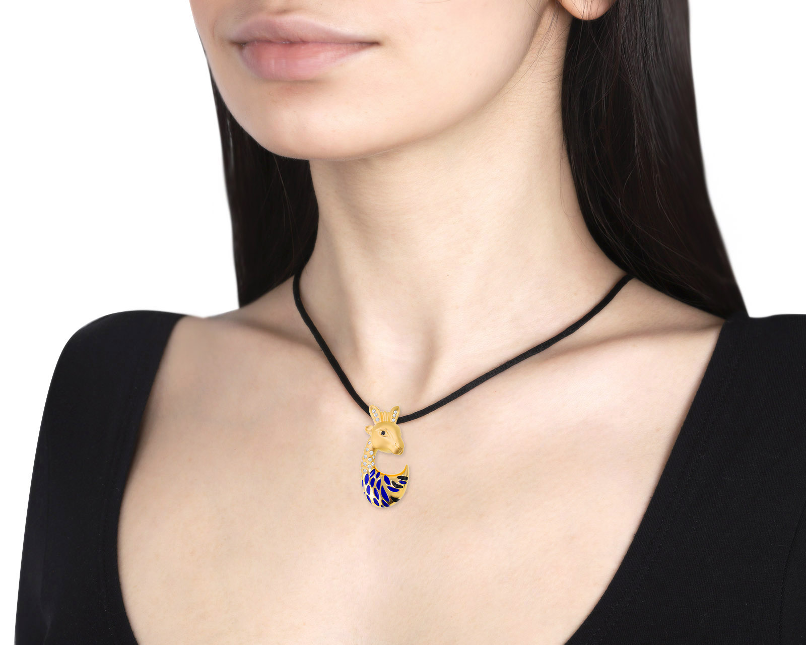 Оригинальный золотой кулон с эмалью Evgeny Matveev