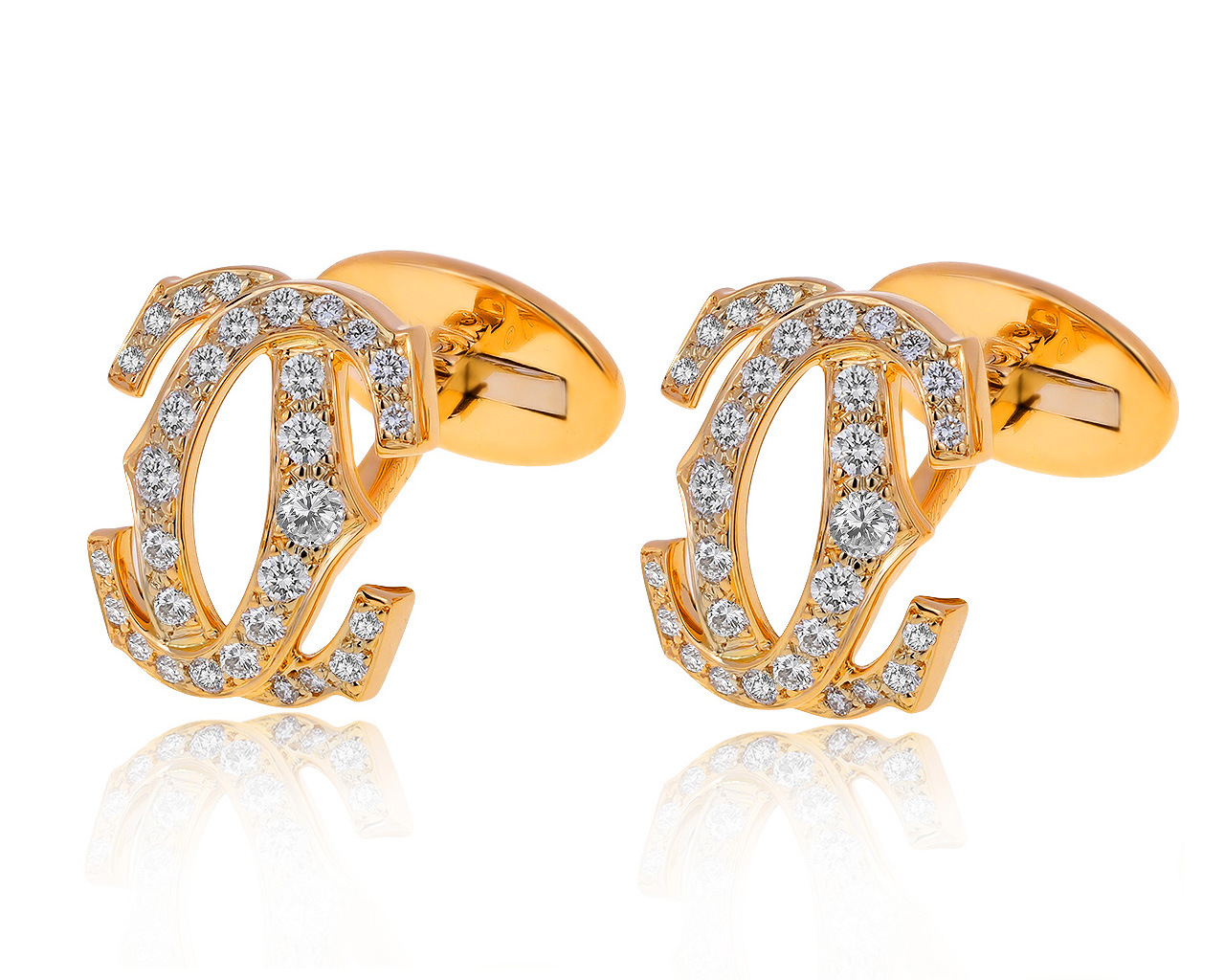 Оригинальные золотые запонки с бриллиантами 2.25ct Cartier