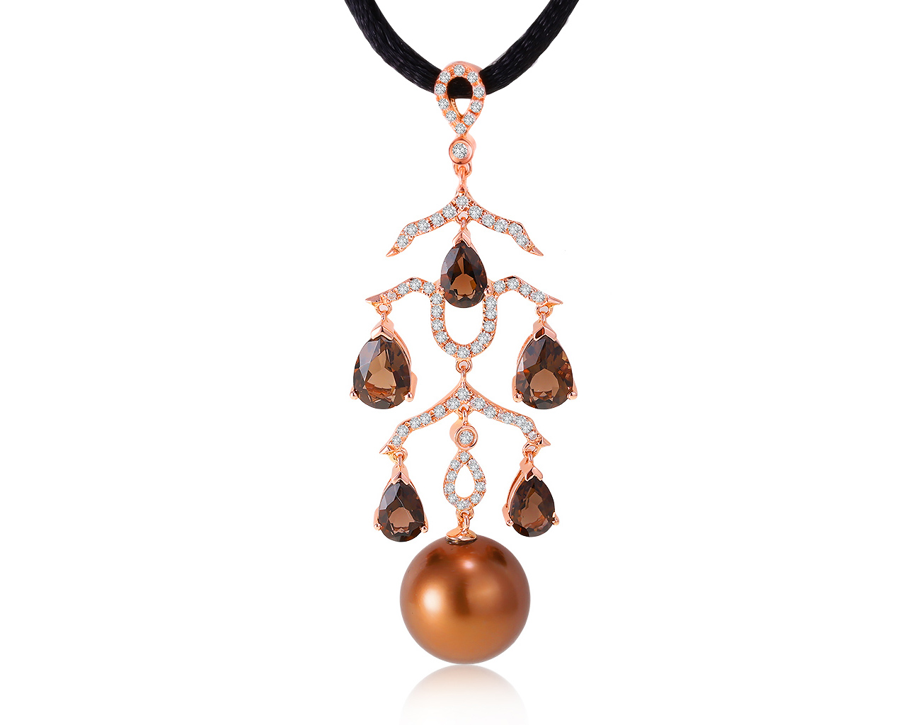 Изысканный золотой кулон с жемчугом 12.10 мм 041220/10